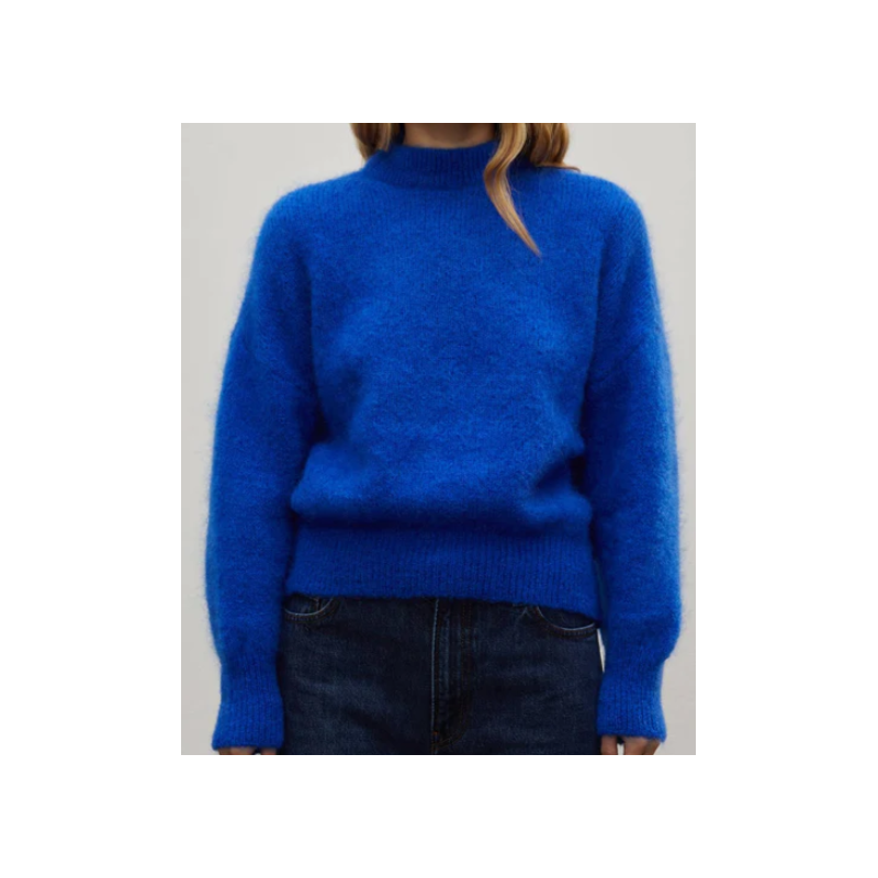 Pull mohair bleu femme